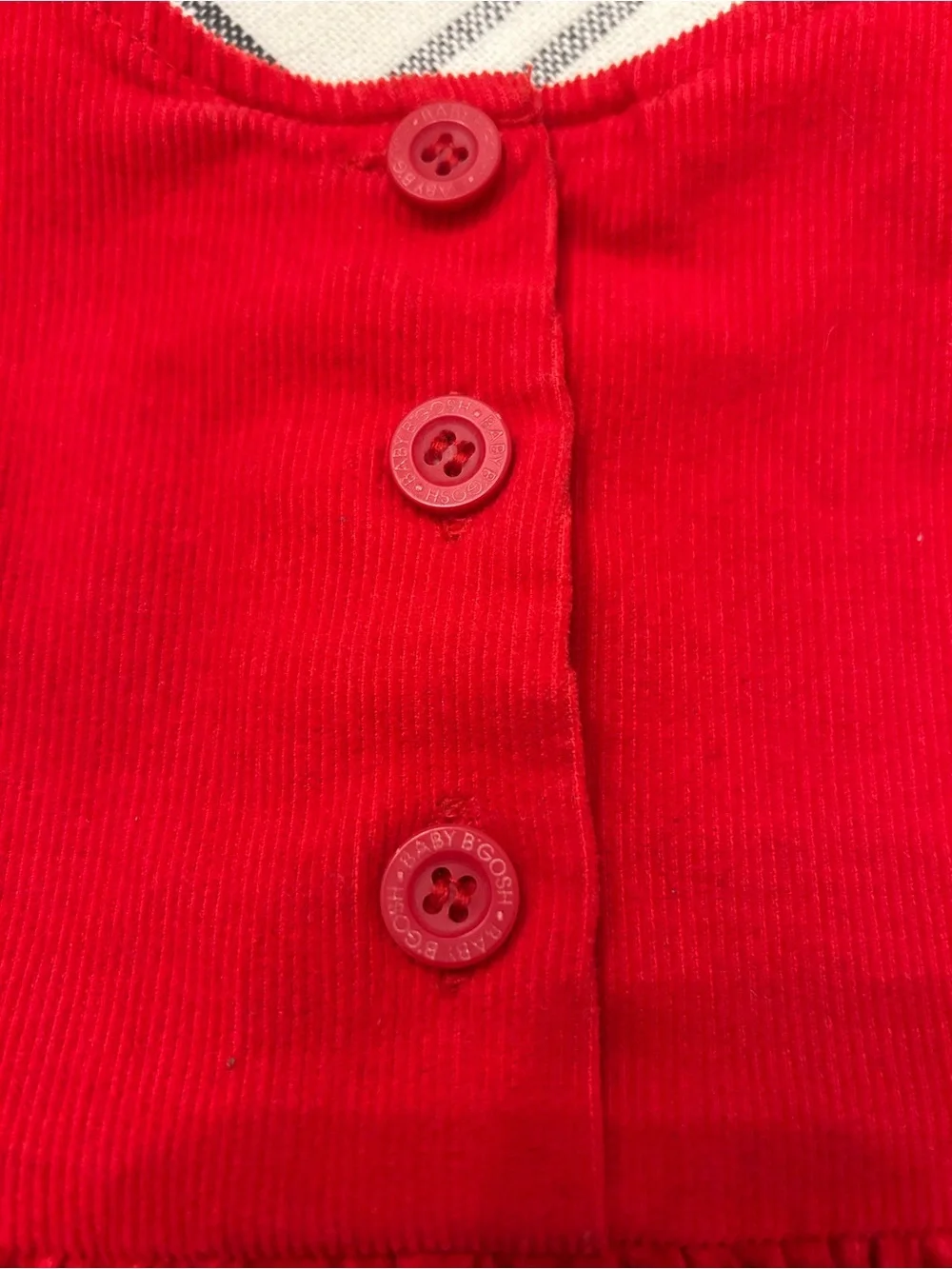 Vintage Baby B’Gosh Red Corduroy Jumper Dress Baby Girls 12 Mo Made in the USA